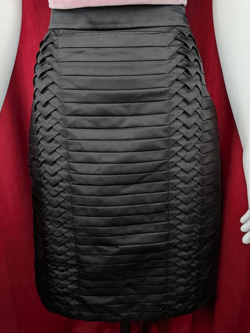 H&M Modern Classic Black Layered Horizontal Stripe Front Pencil Skirt
